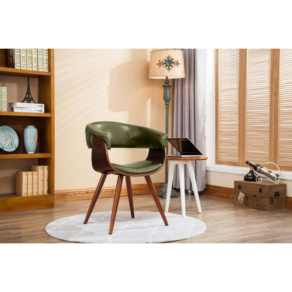 Steelside Gauri Faux Leather Dining Chair with Wooden Legs